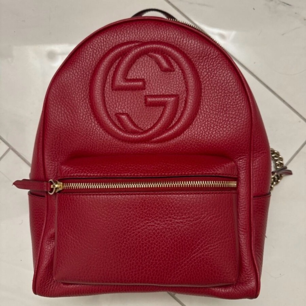 Gucci Red Leather Backpack